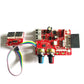 Spot welding machine control board with digital display, red PCB, multi-color wiring, two black standoff posts.
