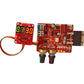 Spot welding machine control board with green digital readout, red PCB, gold potentiometers, black connectors.