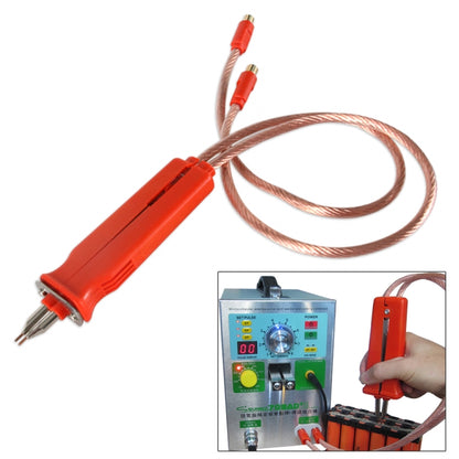 Red lithium spot welding pen with copper wire leads and three welding pins