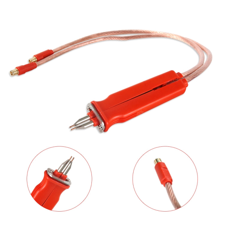 Red spot welding pen with copper wire lead and dual connector ends