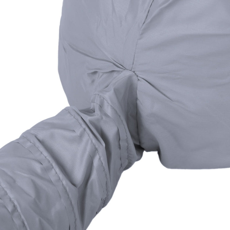 Grey warm-air cap close-up showing stitched seams and diffuser tube connection