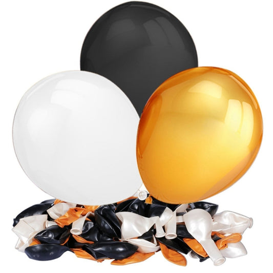 Pearl latex balloons set with black, white, and gold balloons plus ribbon pieces