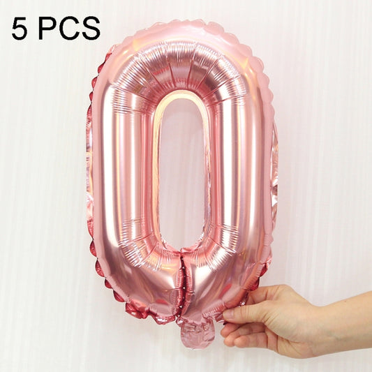 Pink 0 foil number balloon, scalloped edge, metallic finish, 16-inch size