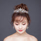Pink crystal crown tiara with dangling drop earrings