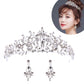 White/silver crystal bridal tiara with matching drop earrings