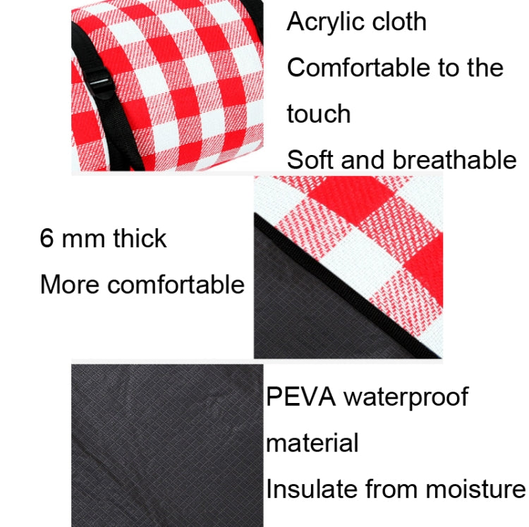 Red and white checkered beach mat roll texture close-up