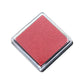 Red square ink pad with textured sponge surface in chrome-edged plastic case