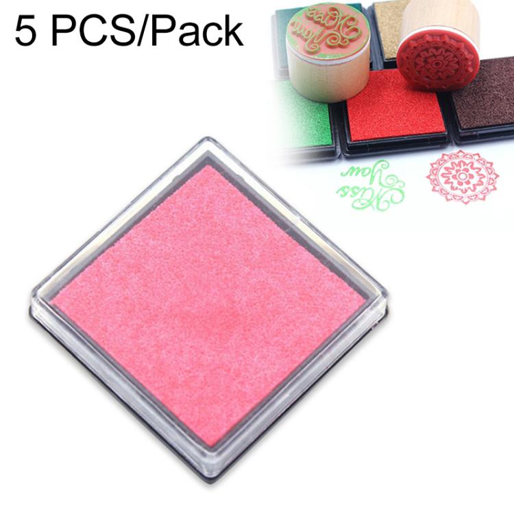 Small square ink pad with pink ink in clear frame, craft stamping