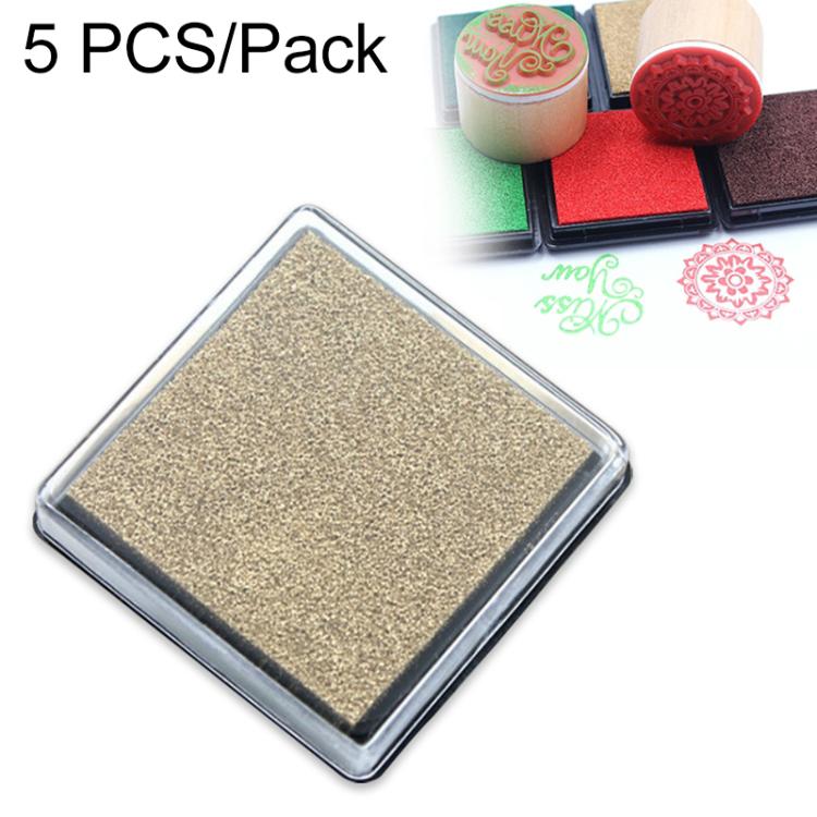 Small square ink pad with gold glitter ink in clear frame, craft stamping