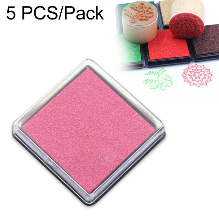 Small square ink pad with rose pink ink in clear frame, craft stamping