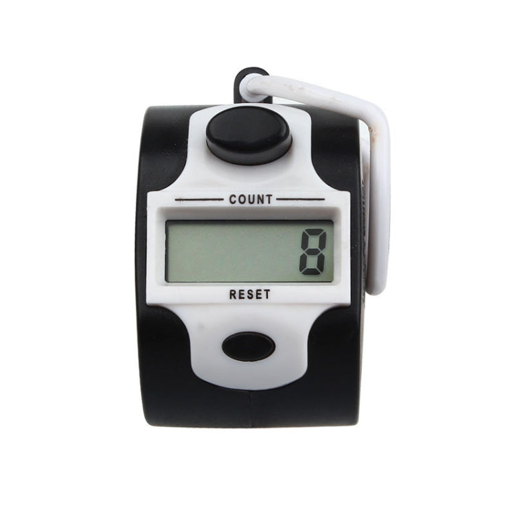 White and black manual press electronic counter with LCD count display and reset label