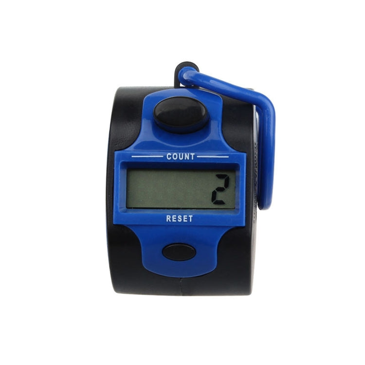 Blue and black manual press electronic counter with LCD count screen and reset button