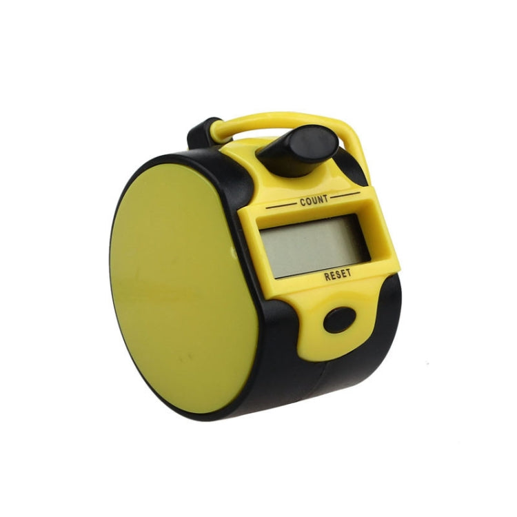 Yellow and black manual press electronic counter with LCD count display and reset switch