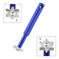 Blue golf wedge head sharpening tool with star-shaped metal sharpening head detail