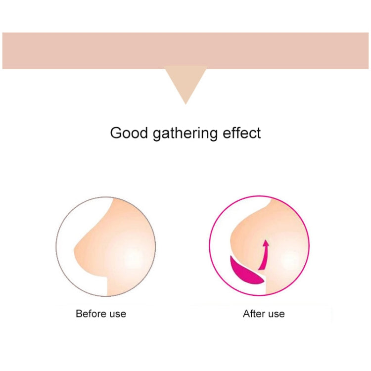 Silicone nipple cover stickers showing before and after gathering effect.