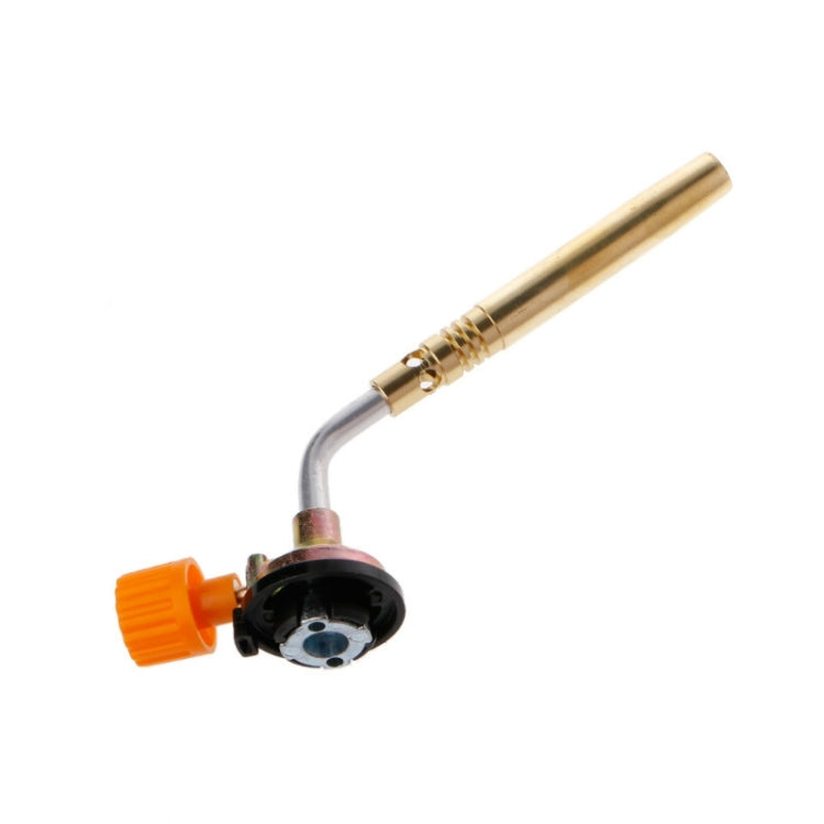 Butane gas flame igniter burner with brass nozzle and orange control knob