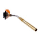 Butane gas flame igniter burner with curved metal neck and brass barrel nozzle