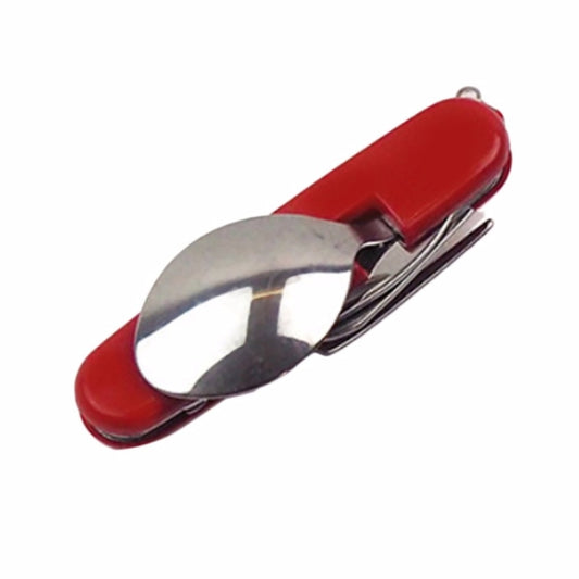 Folding knife with red handle and stainless-steel blade