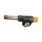 Butane flame gun torch with chrome nozzle, black body, orange ribbed fuel tank