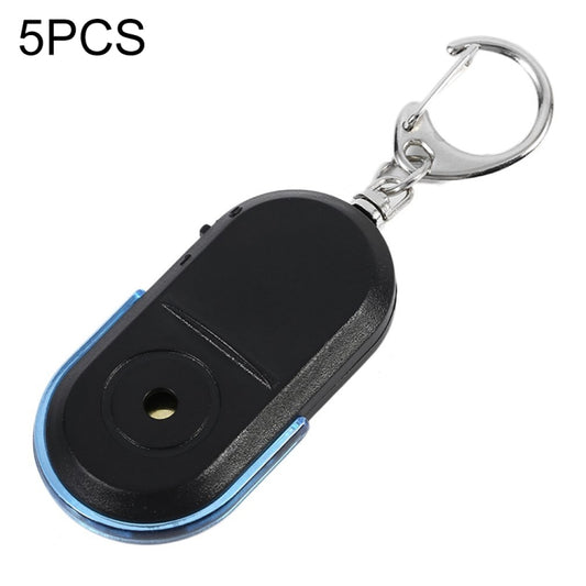Wireless key finder alarm fob with metal key ring, black body, blue side accents
