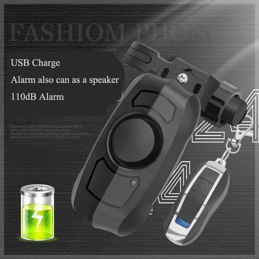 Gray bicycle vibration alarm sensor side view with key fob remote