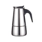 Stainless steel moka coffee maker pot with black handle and lid knob