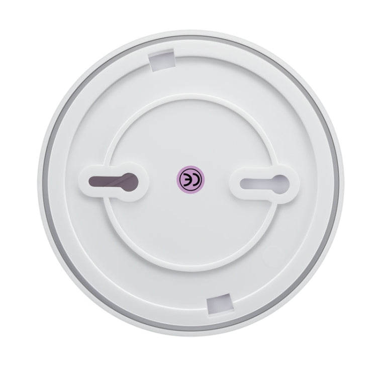 White smoke detector back cover with mounting slots and two side mounting tabs