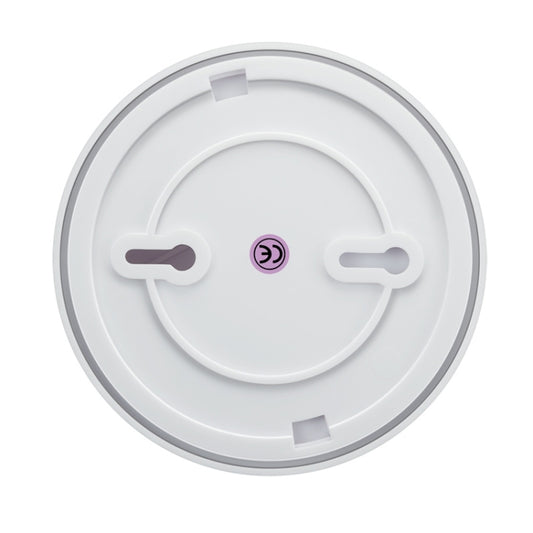 White smoke detector back cover with mounting slots and two side mounting tabs