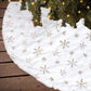 Plush tree skirt with gold snowflake sequin embroidery, round coverage for base
