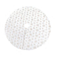 Plush decorative tree skirt with gold snowflake sequin embroidery and center hole