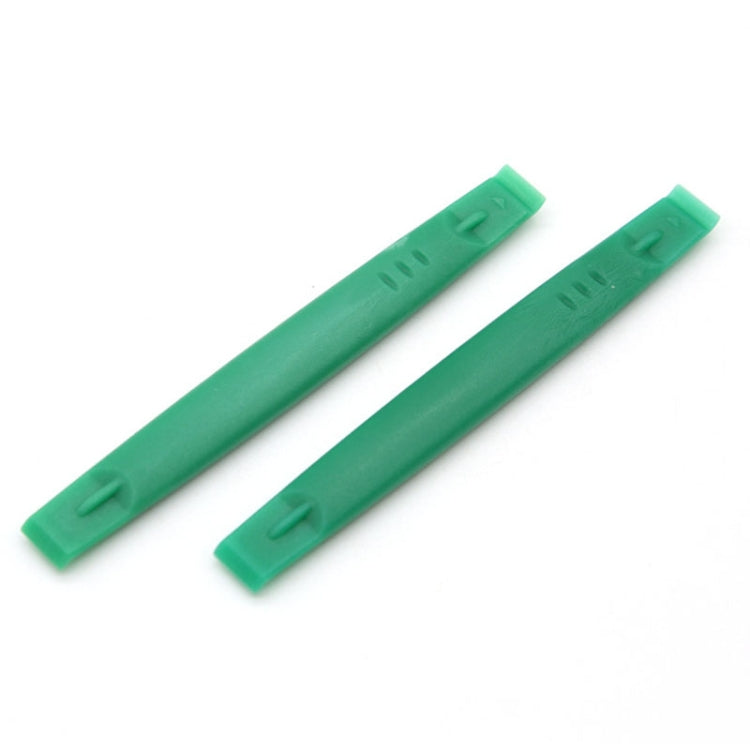 Green plastic pry picks with ridged edges, 2-piece set