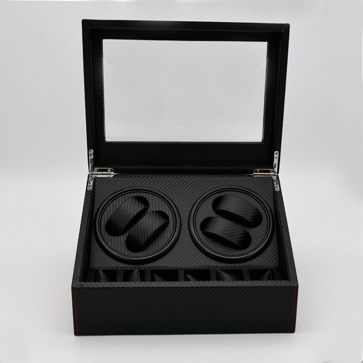 Black watch winder storage box with open lid and two rotation cushions