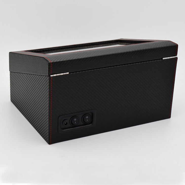Black leather-style watch winder case with control panel on side