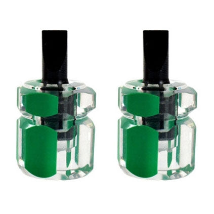 Mini transparent-head screwdriver pair with green grips and black tips