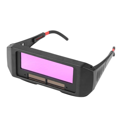 Auto-darkening welding helmet eyes protector with black frame and purple filter lens