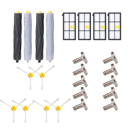 Robot vacuum accessory set with roller brushes, side brushes, filters and screws