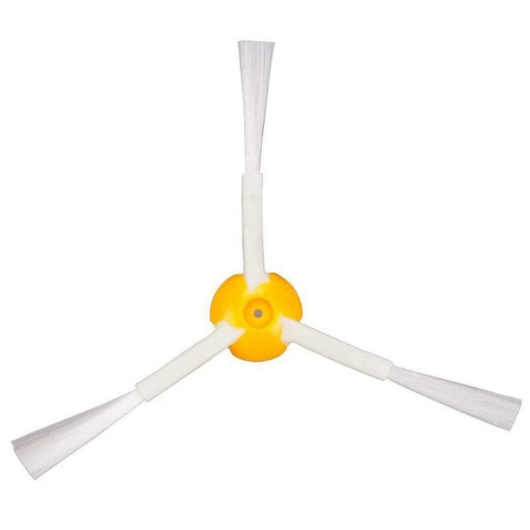 Single side brush with white bristles and yellow hub for robot vacuum