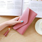 Dusty pink PU long clutch wallet with zipper and tassel keychain