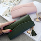 Pink and green long zipper clutch wallets with tassel charms and chain