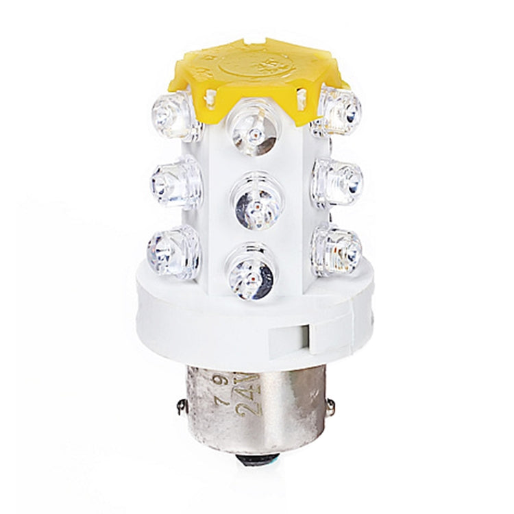 15-LED LED warning light bulb with clear lens and yellow base, 12/24V style