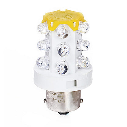 15-LED LED warning light bulb with clear lens and yellow base, 12/24V style