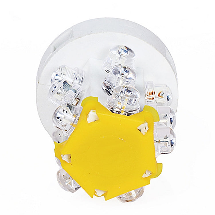 Top view of 15-LED warning light bulb with clear lenses and yellow central circuit
