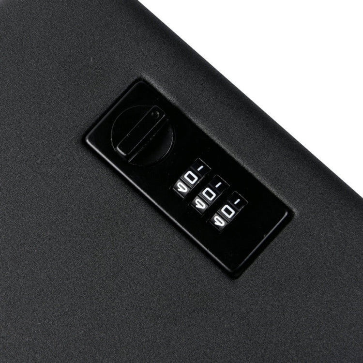 Close-up of black keypad digits on a portable password safe