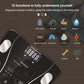 Black digital bathroom weighing scale with LCD panel and rounded corner design