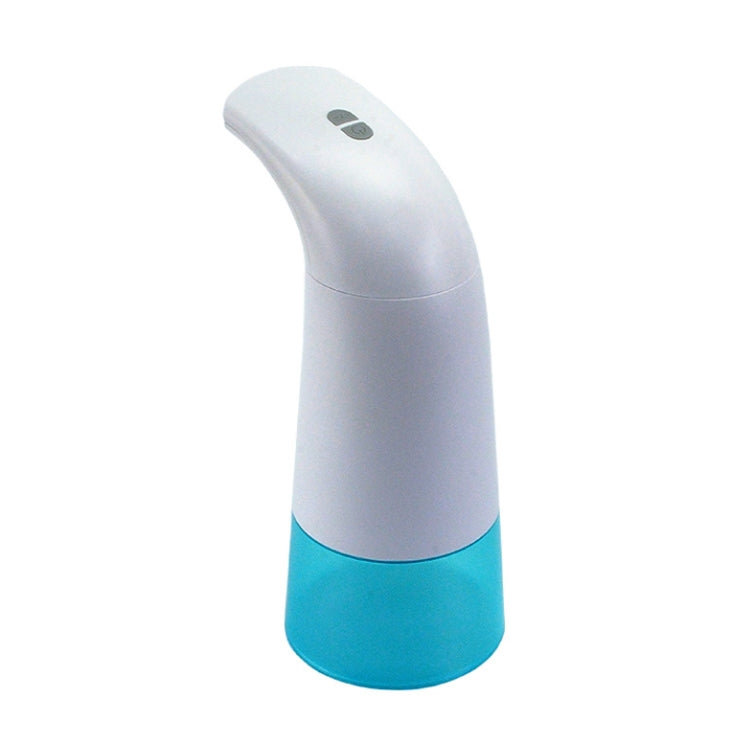 Automatic foam soap dispenser, white body with blue base and black sensor window