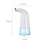Compact automatic foam soap dispenser in side view, white body with blue base