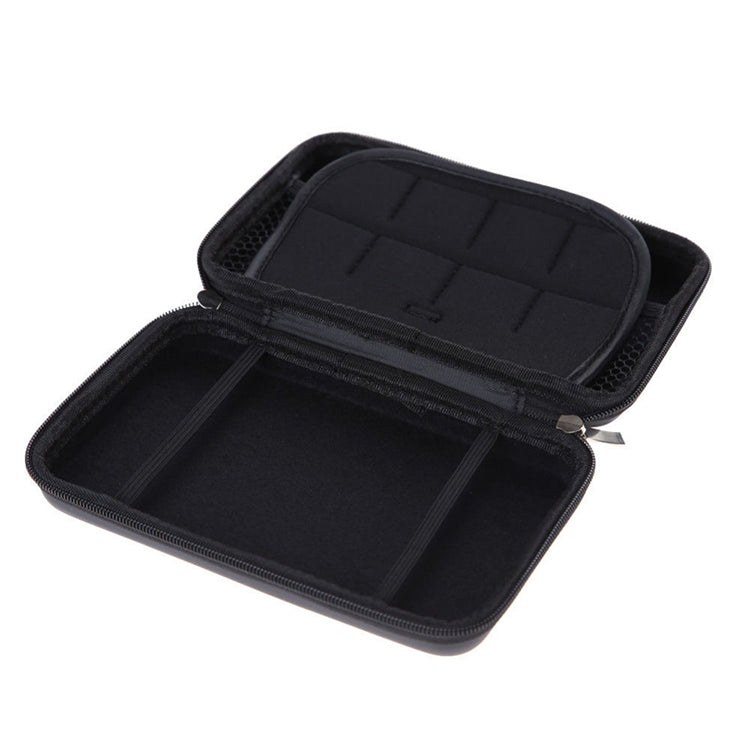 Black EVA hard case cover opened with padded slots and visible zipper track