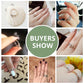 Silver heart charm ring shown on multiple hands in a buyers collage