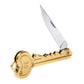 Gold mini key knife keychain with heart-shaped handle and open blade