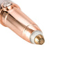 Rose gold electric trimmer with circular grooming head, close-up